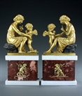 Picture of CA0404 Rare pair allegorical Lesson to Amour bronzes after Louis-Simon Boizot 