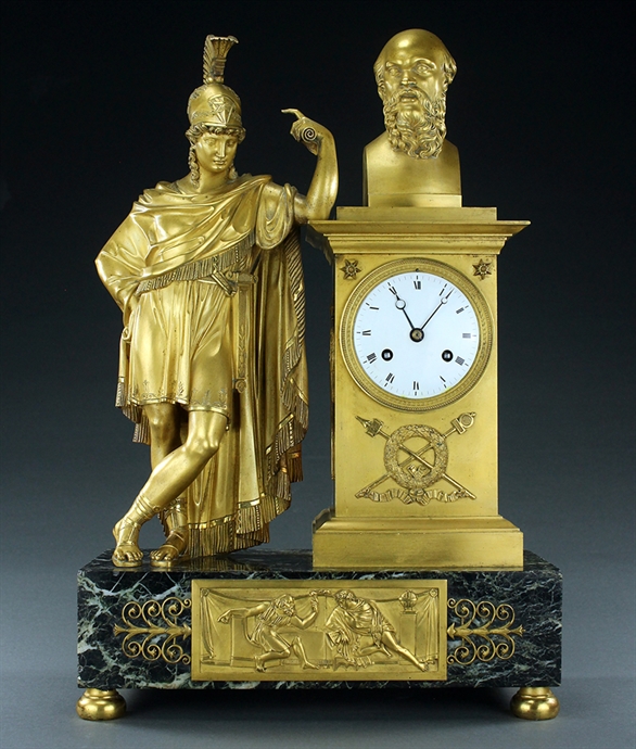 Picture of Fine French Empire clock of Alcibiades with the bust of Socrates 