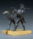 Picture of Grand Tour pair of patinated bronze classical warriors after David