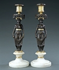 Picture of CA0320 Elegant pair of English Regency caryatid candlesticks