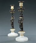 Picture of CA0320 Elegant pair of English Regency caryatid candlesticks