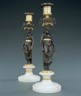 Picture of CA0320 Elegant pair of English Regency caryatid candlesticks