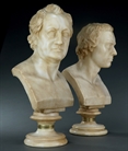 Picture of CA0299 Florentine Grand Tour alabaster busts of Goethe and Schiller by Scheggi