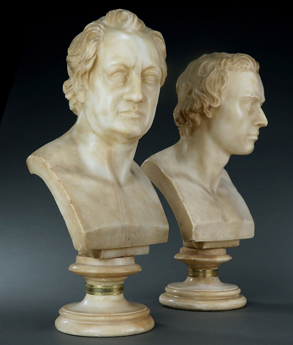 Picture of CA0299 Florentine Grand Tour alabaster busts of Goethe and Schiller by Scheggi