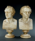 Picture of CA0299 Florentine Grand Tour alabaster busts of Goethe and Schiller by Scheggi