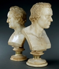Picture of CA0299 Florentine Grand Tour alabaster busts of Goethe and Schiller by Scheggi