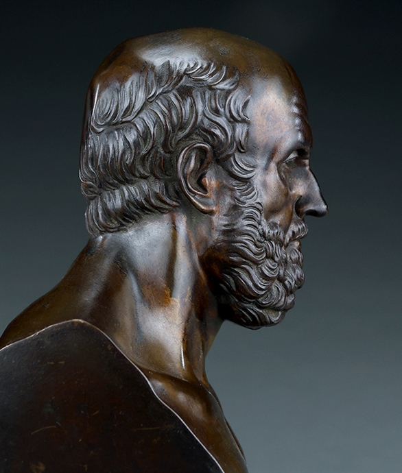 Picture of CA0308 Grand Tour patinated bronze library bust of Hippocrates