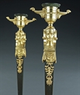 Picture of Fine pair of French 'Retour d'Egypte' style caryatid candlesticks