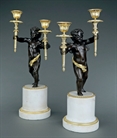 Picture of CA0288 Substantial pair of 19th century bronze winged putti candelabra