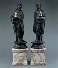 Picture of CA0283 Rare pair of Regency plaster muses in the manner of Hopper