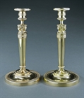 Picture of CA0281 Elegant pair of Empire bronze candlesticks in the manner of Galle