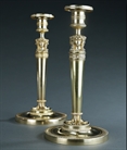 Picture of CA0281 Elegant pair of Empire bronze candlesticks in the manner of Galle