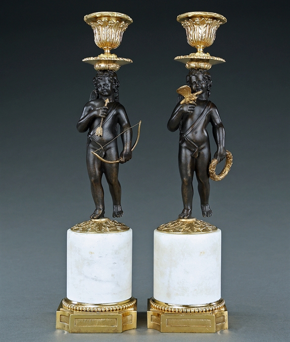 Picture of CA0262 Very decorative Louis XVI style Cupid candlesticks