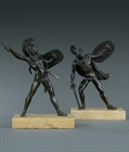 Picture of CA0263 Pair of patinated bronze Grand Tour classical warriors after David