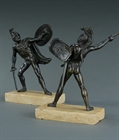 Picture of CA0263 Pair of patinated bronze Grand Tour classical warriors after David