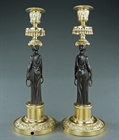Picture of CA0247 Elegant pair of French Empire period figural candlesticks