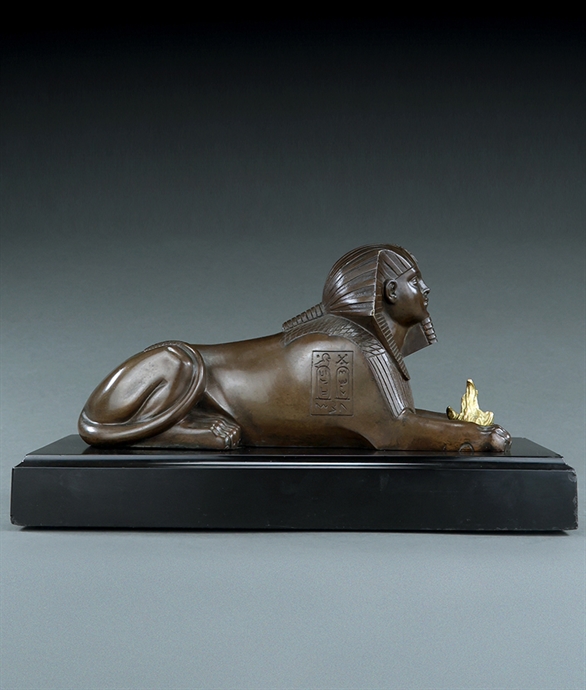 Picture of CA0251 Grand Tour Hieroglyphic patinated bronze of a sphinx