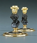 Picture of CA0218 Petite Rare Bacchus and Ariadne bust candlesticks