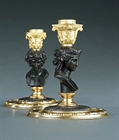 Picture of CA0218 Petite Rare Bacchus and Ariadne bust candlesticks