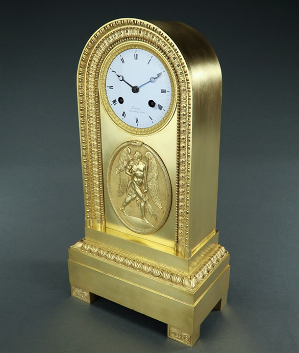 Picture of CA0208 French Empire Cronos ormolu borne mantel clock