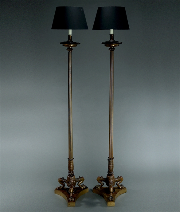 Picture of CA0199 Pair of Neoclassical Pompeian bronze floor standing lamps