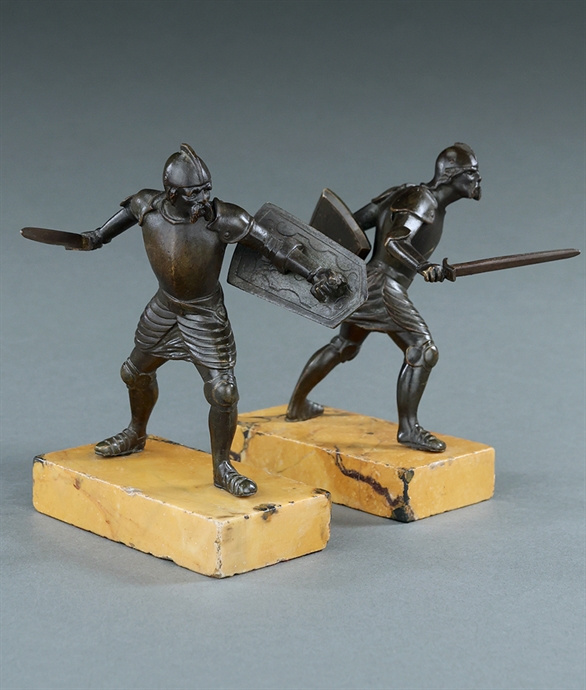 Picture of CA0216 Pair of 19th century bronzes of duelling Renaissance Knights