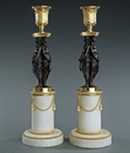 Picture of CA0191 Rare Elegant Louis XVI Caryatid Candlesticks in the manner of Dugourc