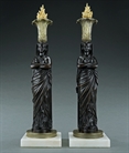 Picture of CA0193 Rare Egyptian Revival candlesticks after Thomas Hope