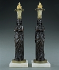 Picture of CA0193 Rare Egyptian Revival candlesticks after Thomas Hope