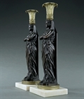 Picture of CA0193 Rare Egyptian Revival candlesticks after Thomas Hope