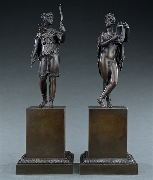Picture of CA0197 Fine Pair of Empire Diana and Apollo bronzes attributed to Feuchère