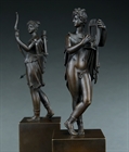Picture of CA0197 Fine Pair of Empire Diana and Apollo bronzes attributed to Feuchère