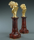 Picture of CA0165 Unusual pair of Grand Tour gilt bronze busts of Antinous and Dionysus