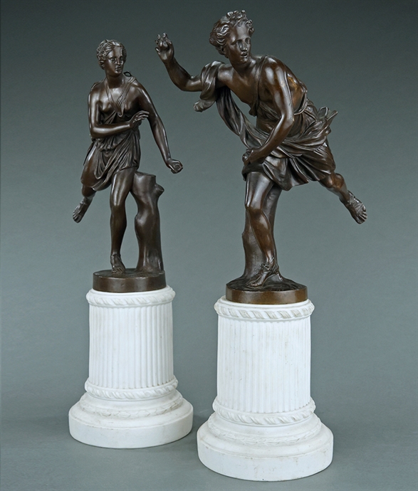 Picture of CA0170 Fine pair of 19th century Atalanta and Hippomenes bronzes by Barbedienne
