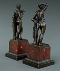 Picture of CA0163 Rare pair of Grand Tour Medici Apollino and the Satyr Marsyas bronzes