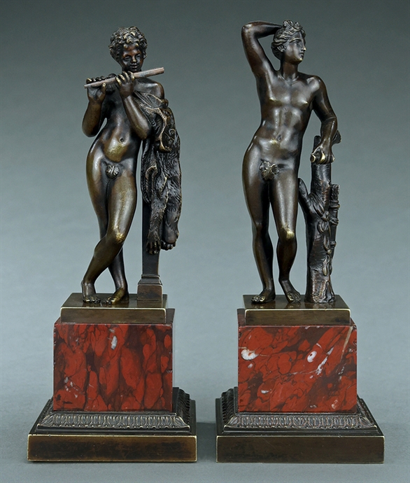 Picture of Rare pair of Grand Tour Medici Apollino and the Satyr Marsyas bronzes