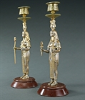 Picture of CA0181 Fascinating pair of Egyptian Revival candlesticks