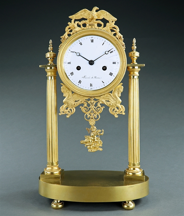 Picture of CA0151 Fine French Empire portico mantel clock by Sacré